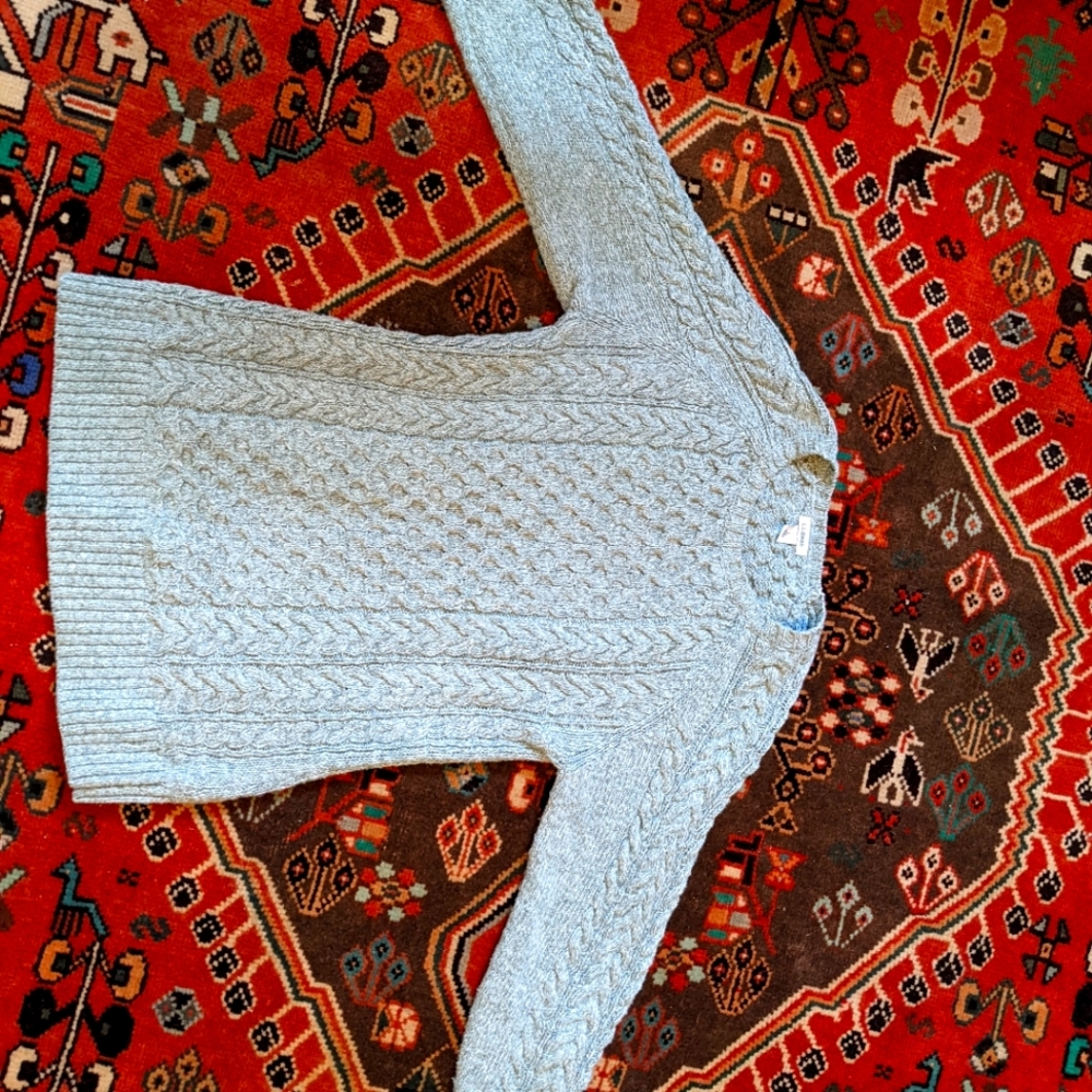 LL Bean blue Natural Fiber corded sweater